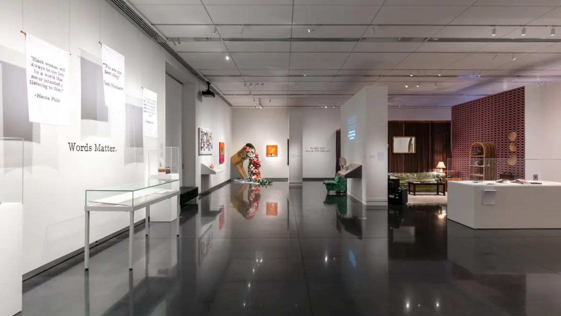 Wide view of We CU: A Tribute to Home at the CIRES Gallery, CU Boulder, 2024.