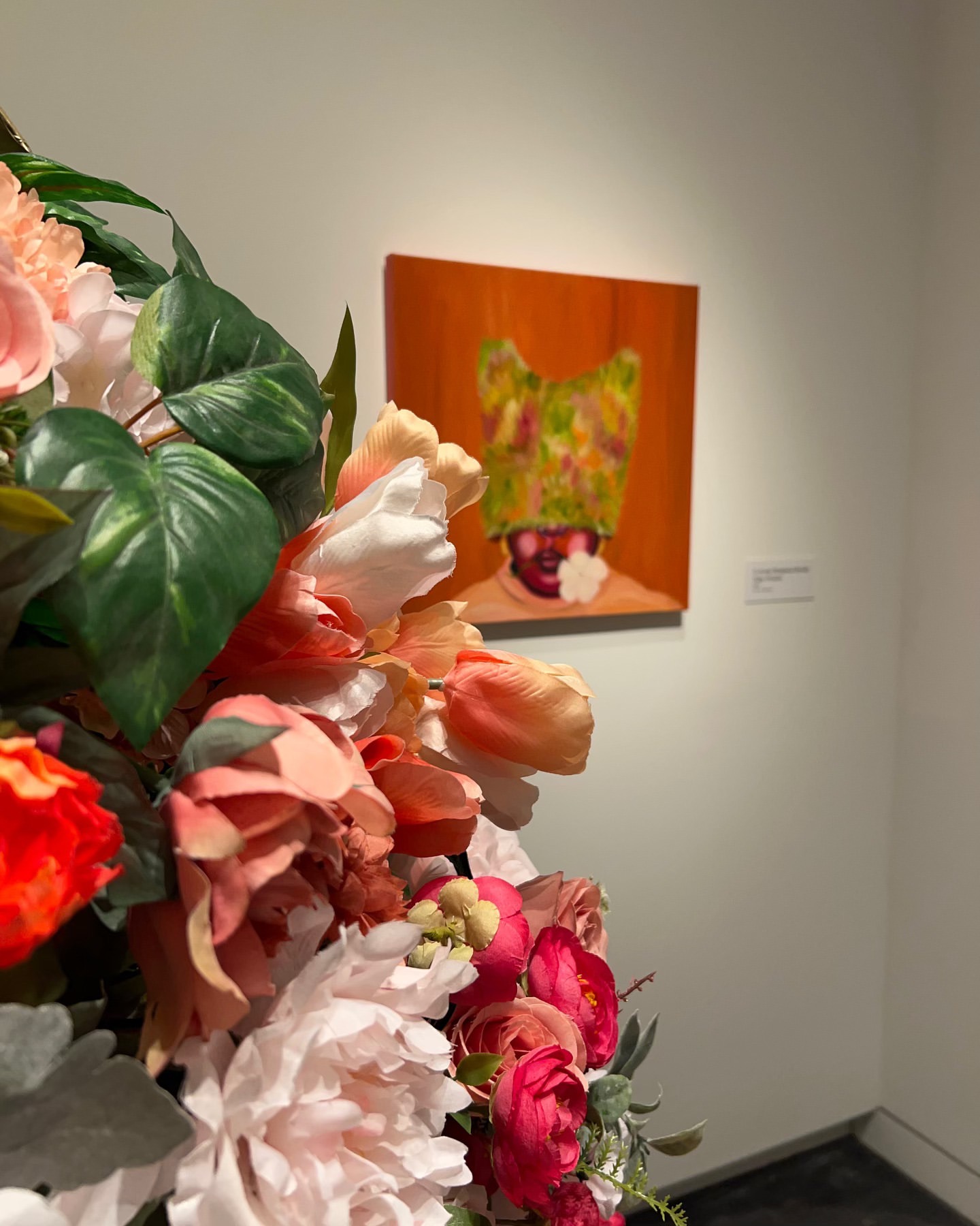Flowers and artwork at the museum