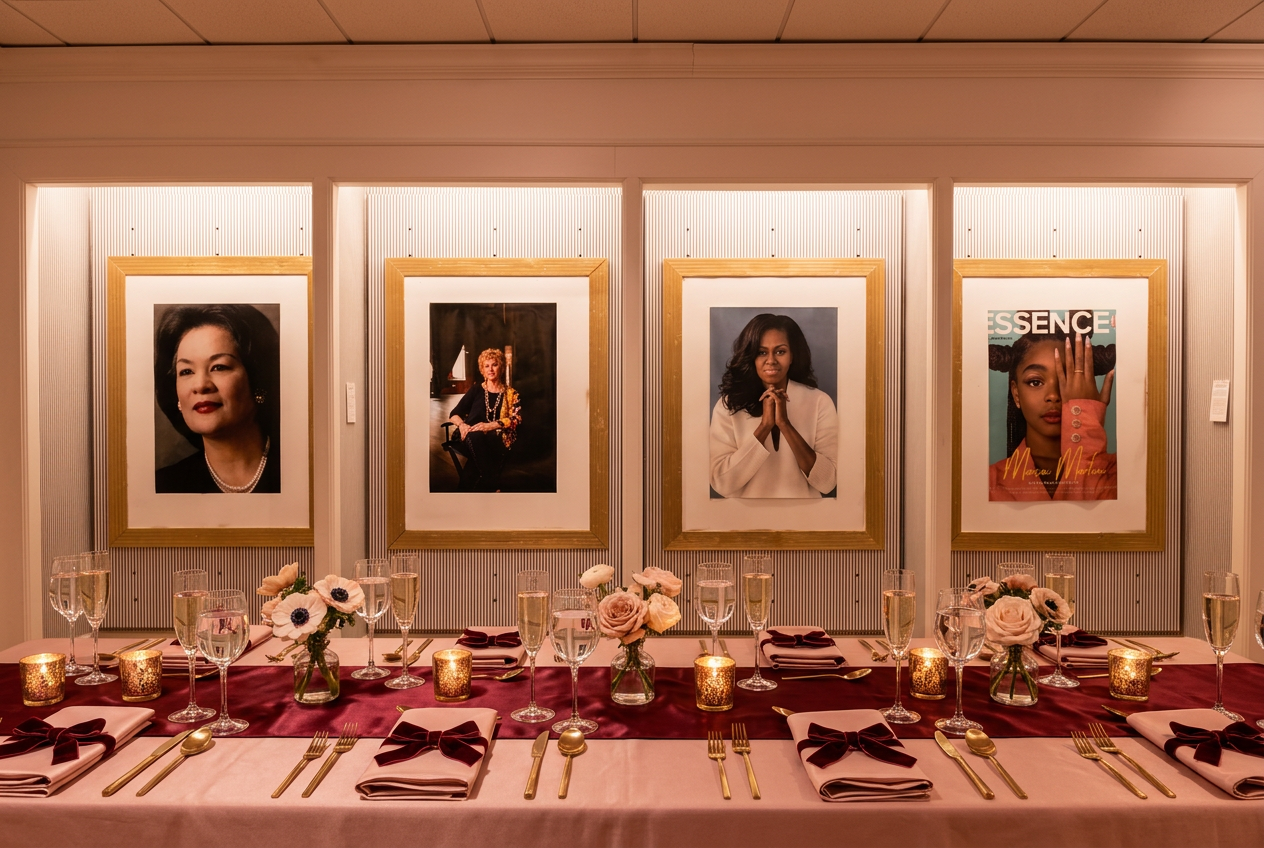 Museum portrait gallery — AI-styled holiday concept